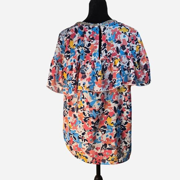 Juicy Couture multicolor floral ruffle blouse size medium - Picture 2 of 7